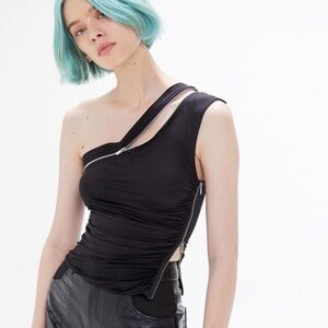 I.AM.GIA Black Lucienne Zipper Detail Top